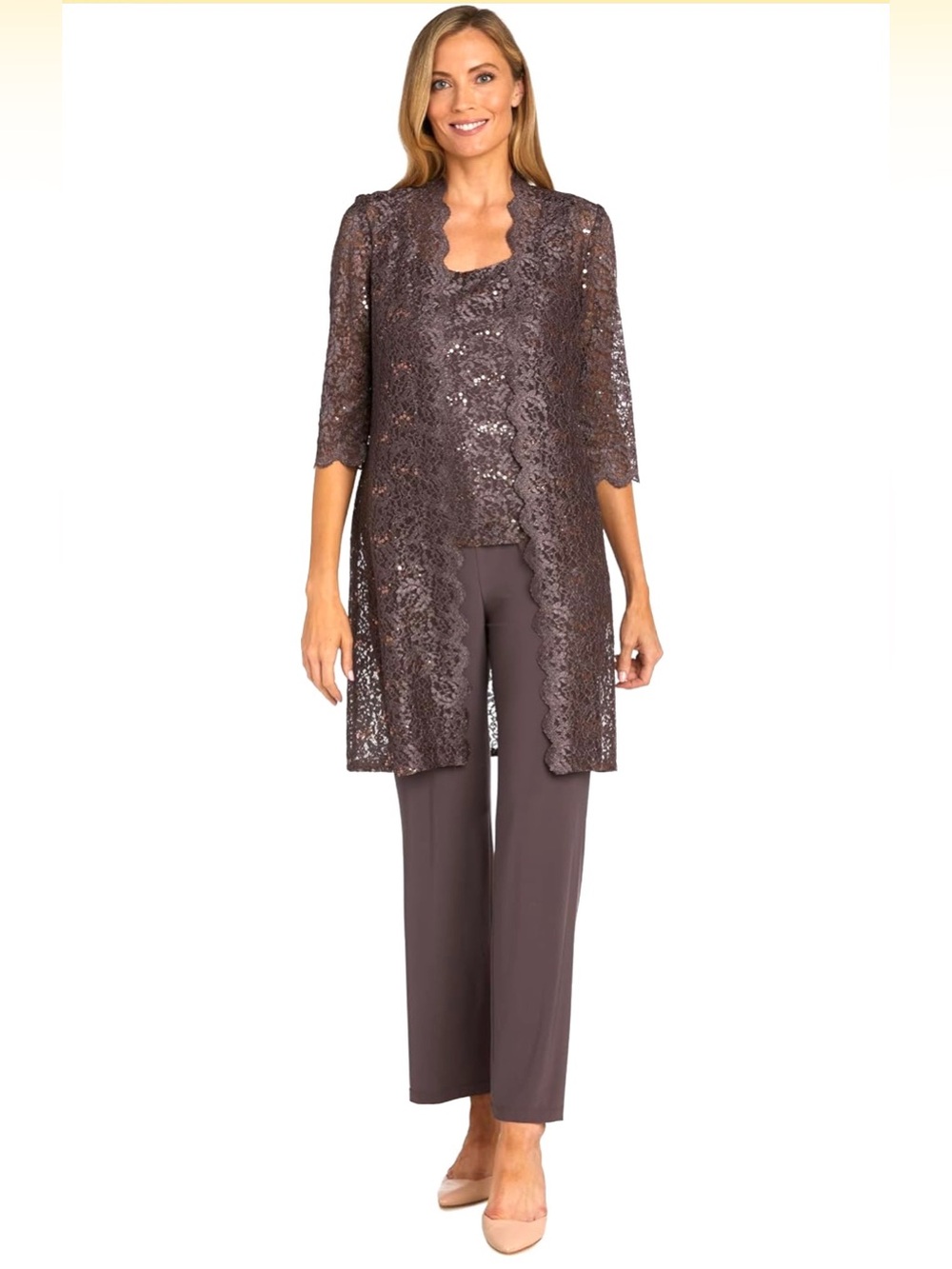 NEW $129 R&M Richards Women's Plus Sz 16W Elegance De Nuit 3pc Pant Suit Set